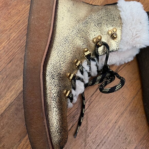 J.Crew Glitter Metallic Winter Boots • Faux Fur Lined • Size 7 - Picture 7 of 14